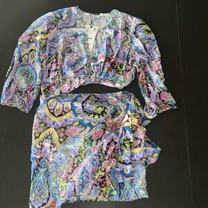 NWT Zara Two Piece Paisley Set